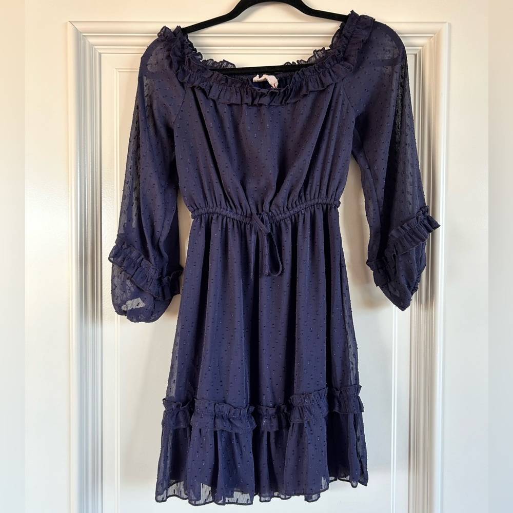 Showpo Navy Blue Off-The-Shoulder Dress